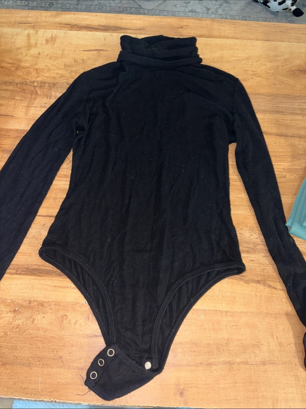 Black Long-Sleeve Turtleneck One-Piece Bodysuit for Kids
